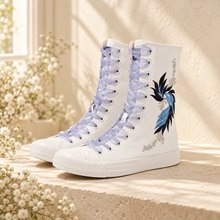 Load image into Gallery viewer, Floral Embroidered High-Top Bridal Trainers
