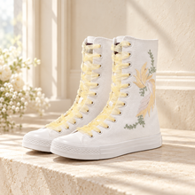 Load image into Gallery viewer, Floral Embroidered High-Top Bridal Trainers
