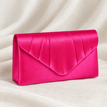 Load image into Gallery viewer, Fuchsia Pink Fascinator &amp; Satin Clutch Bag Set – Handmade Wedding Guest Accessories
