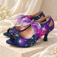 Load image into Gallery viewer, Hand-Painted Galaxy Wedding Shoes – Celestial Peep-Toe Heels
