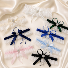 Load image into Gallery viewer, Blue Garter Something Blue Garter French Blue Wedding Custom Wedding Garters Personalise Wedding Garter Gift for Bride Bridal Shower Hen Do

