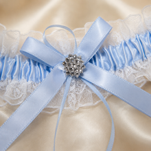 Load image into Gallery viewer, Blue Garter Something Blue Garter French Blue Wedding Custom Wedding Garters Personalise Wedding Garter Gift for Bride Bridal Shower Hen Do
