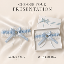 Load image into Gallery viewer, Blue Garter Something Blue Garter French Blue Wedding Custom Wedding Garters Personalise Wedding Garter Gift for Bride Bridal Shower Hen Do
