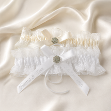 Load image into Gallery viewer, Blue Garter Something Blue Garter French Blue Wedding Custom Wedding Garters Personalise Wedding Garter Gift for Bride Bridal Shower Hen Do
