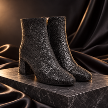 Load image into Gallery viewer, Glitter Bridal Boots – Sparkling Block Heel Wedding Ankle Boots
