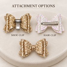 Load image into Gallery viewer, Glitter Bow Shoe Clips or Hair Bows
