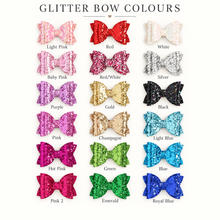 Load image into Gallery viewer, Glitter Bow Shoe Clips or Hair Bows
