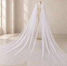 Load image into Gallery viewer, Sparkle Tulle Bridal Cape – 300 cm Detachable Wedding Train
