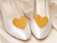 Load image into Gallery viewer, Glitter Heart Shoe Clips – Removable Bridal &amp; Occasion Shoe Decorations
