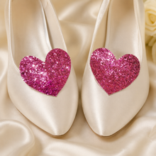 Load image into Gallery viewer, Glitter Heart Shoe Clips – Removable Bridal &amp; Occasion Shoe Decorations
