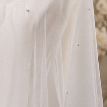 Load image into Gallery viewer, Glitter Pearl Bridal Cape, Wedding Dress Cover Up
