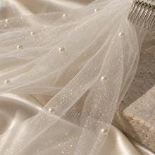 Load image into Gallery viewer, Sparkle &amp; Pearl Bridal Veil – White, Ivory or Champagne | 75–300 cm
