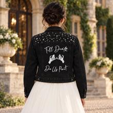 Load image into Gallery viewer, Till Death Do Us Part Bridal Denim Jacket with Pearls – Black or White
