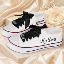 Load image into Gallery viewer, Personalised Wedding Shoe Iron-On Transfers – Custom Vinyl Decals for Canvas Bridal Trainers
