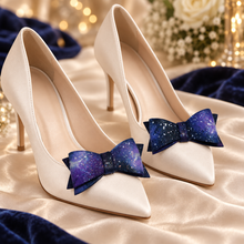 Load image into Gallery viewer, Hand-Painted Galaxy Bow Shoe Clips – Celestial Bridal Accessories
