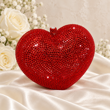 Load image into Gallery viewer, Crystal Heart Clutch Bag – Sparkling Bridal &amp; Evening Bag
