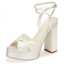 Load image into Gallery viewer, Satin Platform Block Heel Sandals
