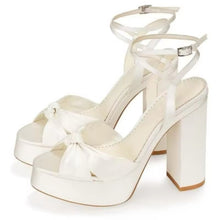 Load image into Gallery viewer, Satin Platform Block Heel Sandals
