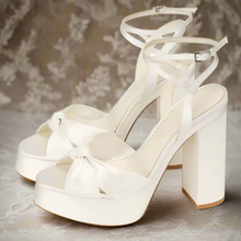 Load image into Gallery viewer, Satin Platform Block Heel Sandals
