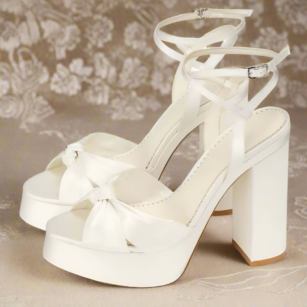 Satin Platform Block Heel Sandals