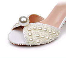 Load image into Gallery viewer, 7cm Pearl Block Heels - White or Ivory
