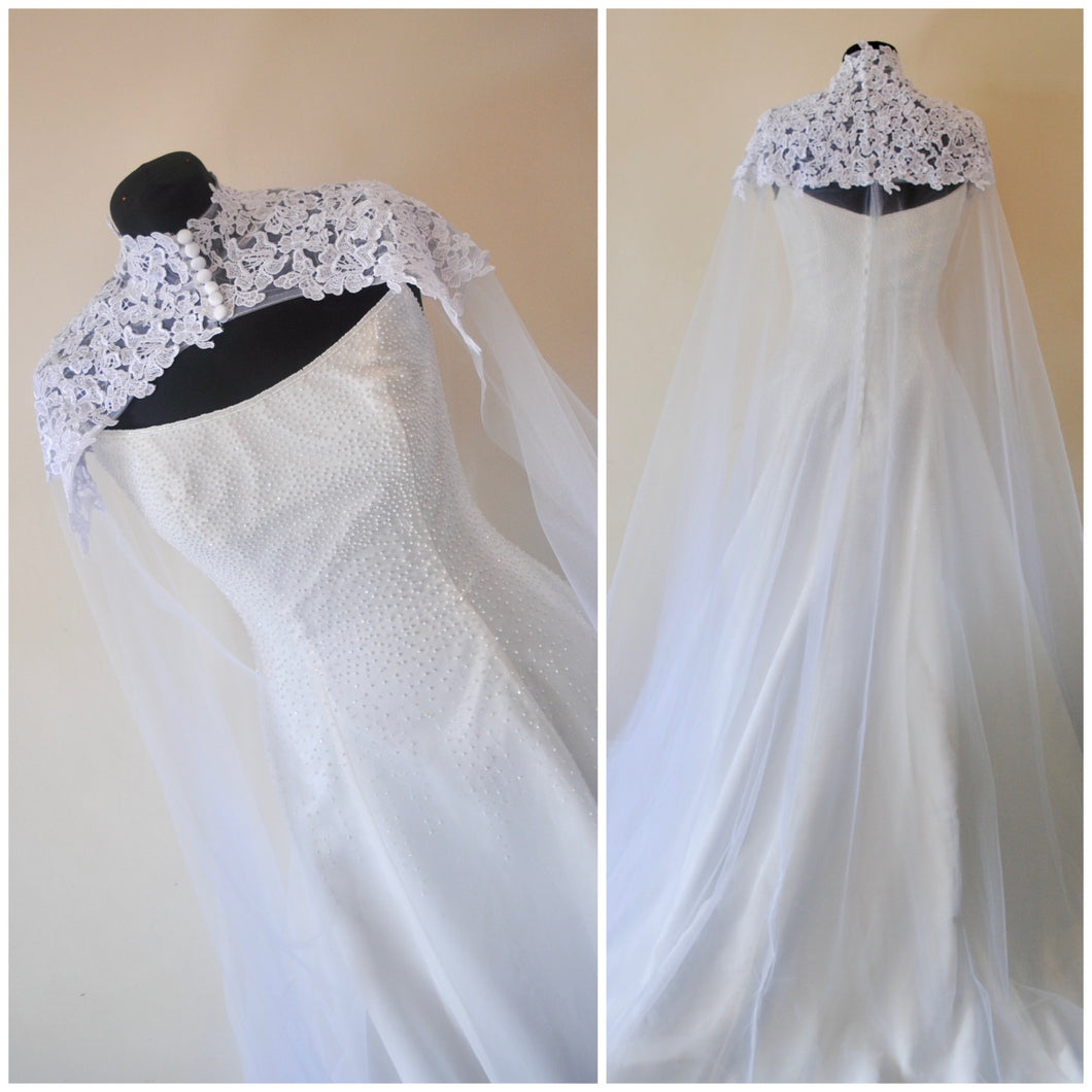 High Neck Lace Wedding Cape