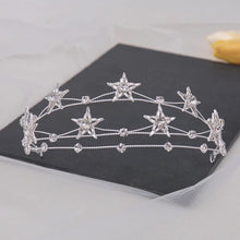 Load image into Gallery viewer, Celestial Silver or Gold Stars Tiara, Bridal Headband
