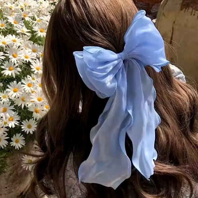 Mini Pearlescent Blue Hair Bow