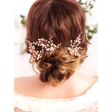 Load image into Gallery viewer, Pearl and Crystal Hairpins | Rose Gold Set of 3
