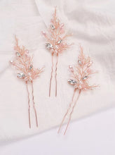 Load image into Gallery viewer, Pearl and Crystal Hairpins | Rose Gold Set of 3
