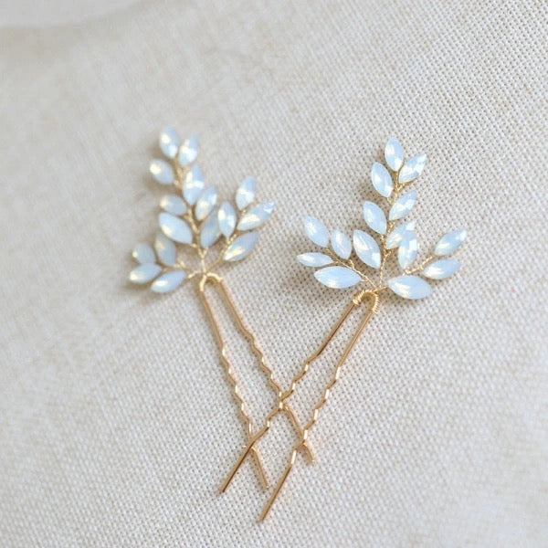 Opal Hairpins | Gold Set of 2