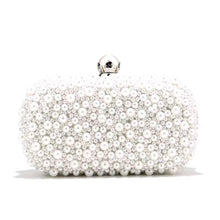 Load image into Gallery viewer, White with Silver Pearl Clutch Bag
