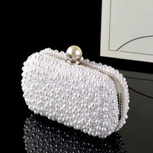 Load image into Gallery viewer, White with Silver Pearl Clutch Bag
