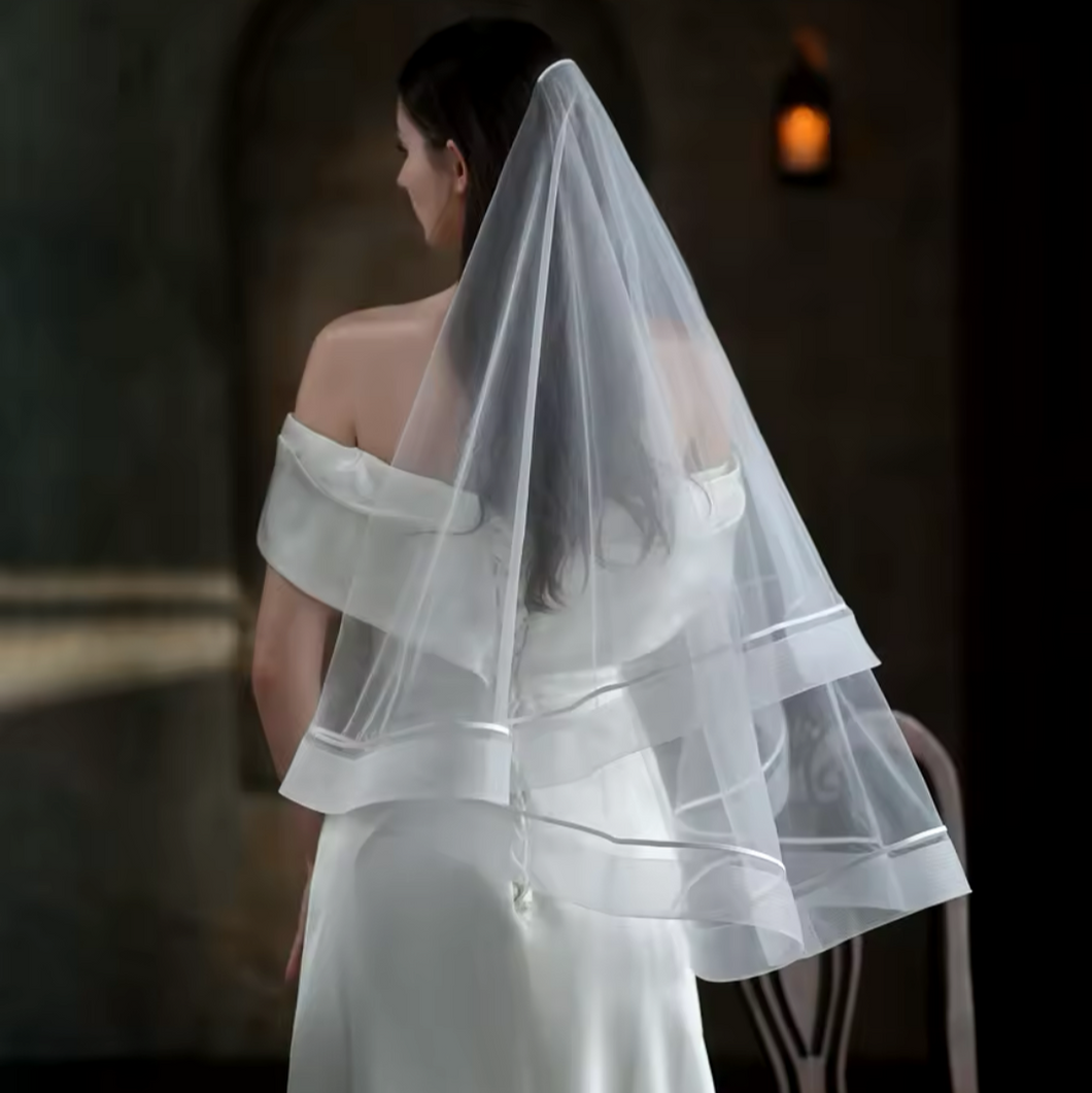 Horsehair wedding veil with comb, 2 Tier