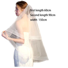 Load image into Gallery viewer, Horsehair wedding veil with comb, 2 Tier
