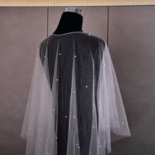 Load image into Gallery viewer, Glitter Pearl Bridal Cape, Wedding Dress Cover Up
