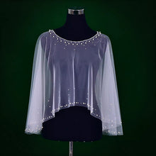 Load image into Gallery viewer, Crystal &amp; Pearl Bridal Cape, Wedding Dress Cover Up
