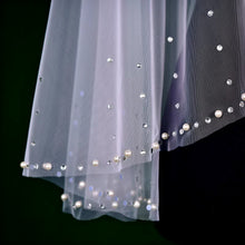 Load image into Gallery viewer, Crystal &amp; Pearl Bridal Cape, Wedding Dress Cover Up
