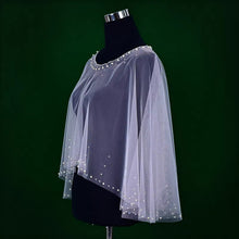 Load image into Gallery viewer, Crystal &amp; Pearl Bridal Cape, Wedding Dress Cover Up
