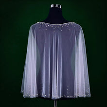 Load image into Gallery viewer, Crystal &amp; Pearl Bridal Cape, Wedding Dress Cover Up
