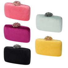 Load image into Gallery viewer, Velvet Clutch Bag with Rose
