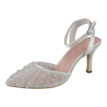 Load image into Gallery viewer, Ivory Pearl Satin Sandals
