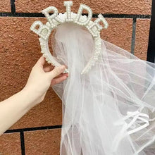 Load image into Gallery viewer, Pearl Bride Headband &amp; Veil
