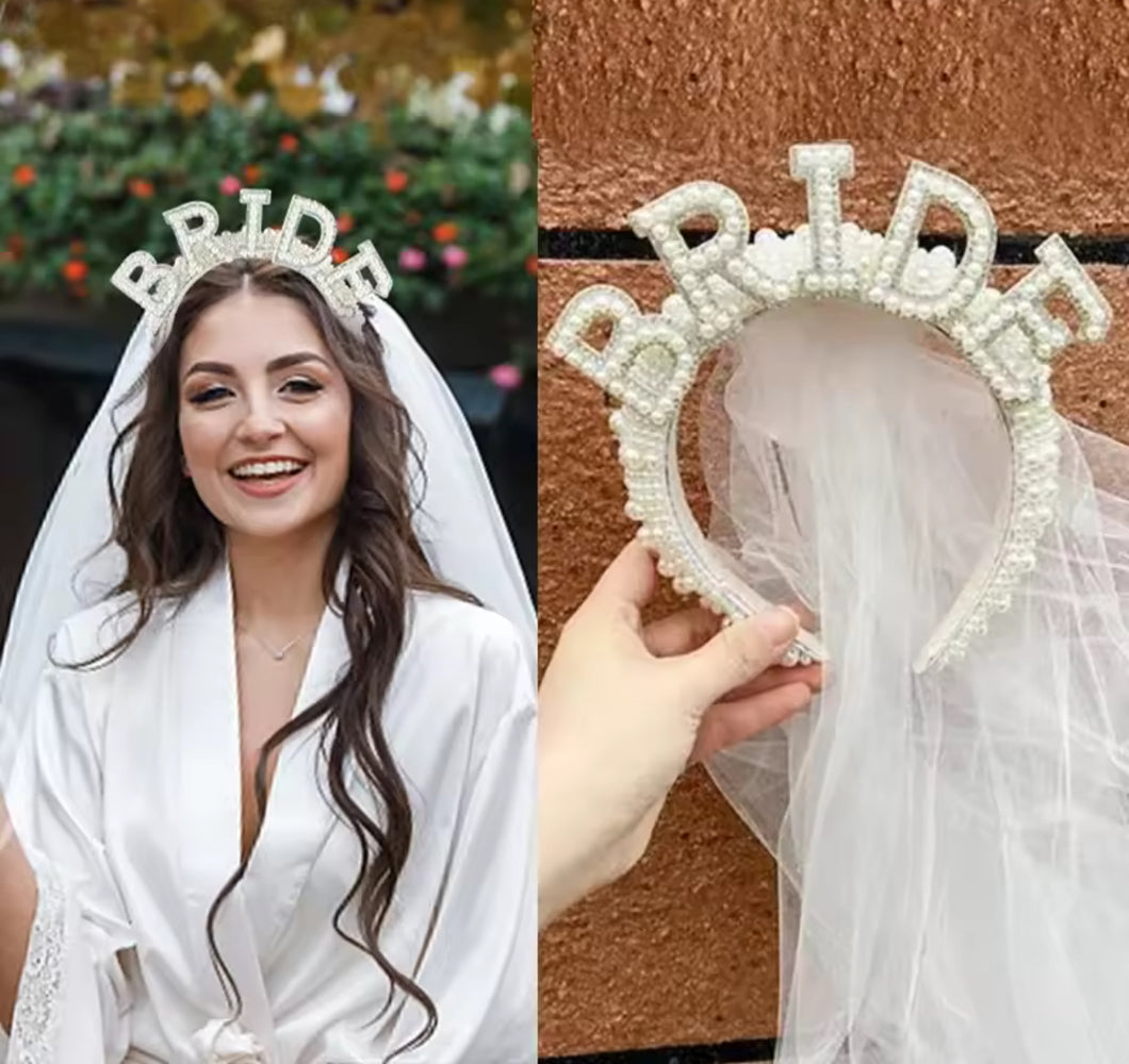 Pearl Bride Headband & Veil