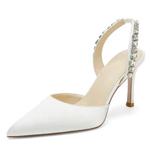Load image into Gallery viewer, Sling Back Bridal Heels with Crystals
