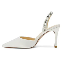 Load image into Gallery viewer, Sling Back Bridal Heels with Crystals
