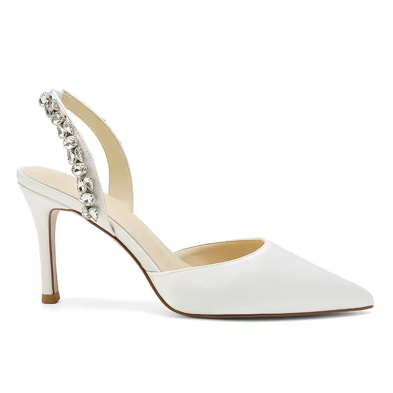 Sling Back Bridal Heels with Crystals