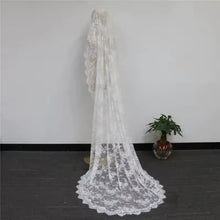 Load image into Gallery viewer, Off White Mantilla Cathedral Veil – Full Lace Long Length Bridal Veil
