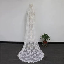 Load image into Gallery viewer, Off White Mantilla Cathedral Veil – Full Lace Long Length Bridal Veil
