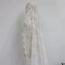 Load image into Gallery viewer, Off White Mantilla Cathedral Veil – Full Lace Long Length Bridal Veil
